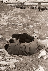花に浮かれる(酔いつぶれて眠る花見客） [山田広次, アサヒカメラ 1955年4月号より]のサムネイル画像