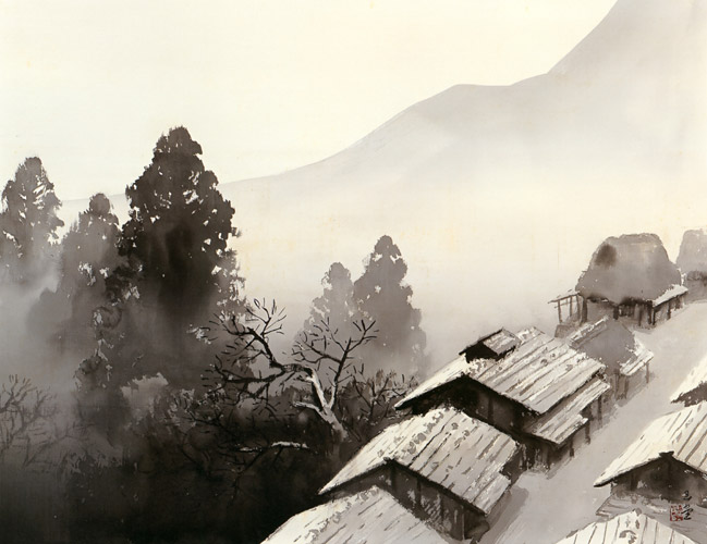 月天心 [川合玉堂, 1954年, 川合玉堂展 描かれた日本の原風景より] パブリックドメイン画像 