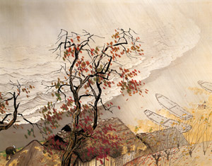 時雨 [川合玉堂, 1947年, 川合玉堂展 描かれた日本の原風景より]のサムネイル画像