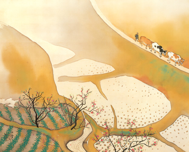 春光 [川合玉堂, 1948年, 川合玉堂展 描かれた日本の原風景より] パブリックドメイン画像 