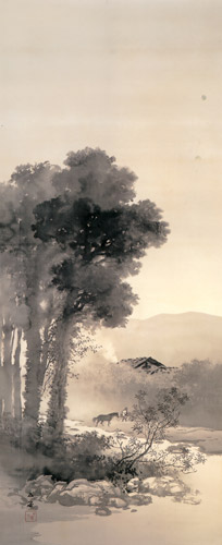 渓畔晩涼図 [川合玉堂, 1912年, 川合玉堂展 描かれた日本の原風景より] パブリックドメイン画像 
