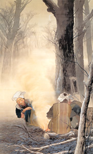 焚火 [川合玉堂, 1903年, 川合玉堂展 描かれた日本の原風景より]のサムネイル画像