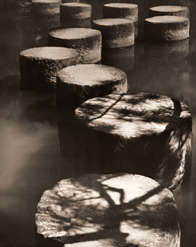 池中の飛石 [井口安弘, アサヒカメラ 1956年1月号より] パブリックドメイン画像 