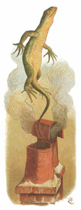 挿絵7(アリスに高く蹴り上げられたトカゲのビル） [ジョン・テニエル, おとぎのアリスより]のサムネイル画像