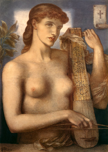 強いられた奏楽 [ダンテ・ゲイブリエル・ロセッティ, 1877年, ロセッティ展より] パブリックドメイン画像 