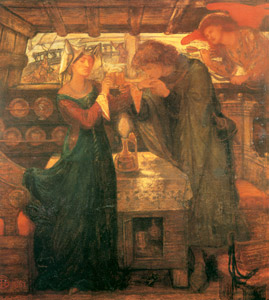 媚薬を飲むトリストラムとイズールト [ダンテ・ゲイブリエル・ロセッティ, 1867年, ロセッティ展より]のサムネイル画像