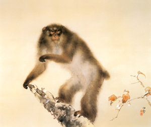 Old Monkey with Cherry in Autumn [Kansetsu Hashimoto, c.1938, from Hashimoto Kansetsu Exhibition: 50th anniversary of his death] Thumbnail Images