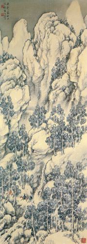 凍雲危桟図 [橋本関雪, 1916年, 橋本関雪展 没後50年記念より] パブリックドメイン画像 