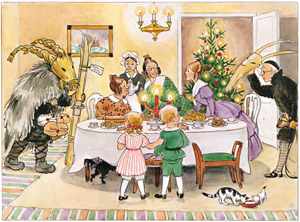 挿絵14(クリスマスイブに現れた二人のやぎおじさん） [エルサ・ベスコフ, ペッテルとロッタのクリスマスより]のサムネイル画像