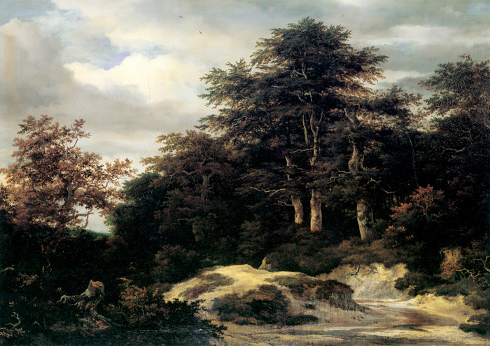 小川の見える森の風景 [ヤーコプ・ファン・ロイスダール, 1650年代, ブリューゲルとネーデルラント風景画より] パブリックドメイン画像 