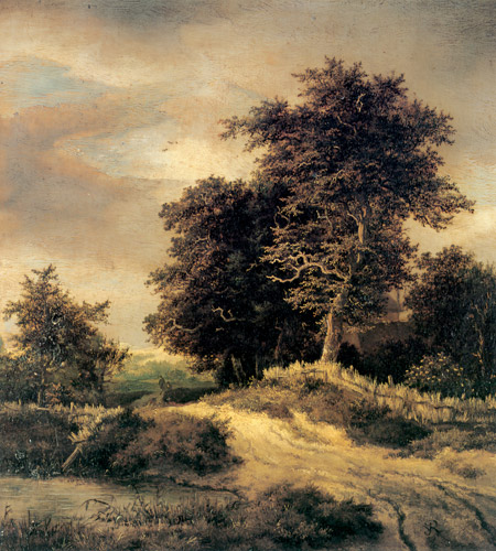 道のある風景 [ヤーコプ・ファン・ロイスダール, 1650年代, ブリューゲルとネーデルラント風景画より] パブリックドメイン画像 