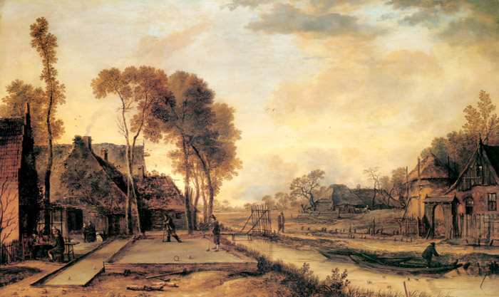 村の午後 [アールト・ファン・デル・ネール, 1649年, ブリューゲルとネーデルラント風景画より] パブリックドメイン画像 