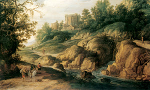 古代風神殿のある風景 [エサイアス・ファン・デ・ヴェルデ, 1624年, ブリューゲルとネーデルラント風景画より]のサムネイル画像