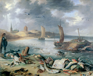 海の幸のある風景 [ヤン･ファン･ケッセル(父), 1663年, ブリューゲルとネーデルラント風景画より]のサムネイル画像