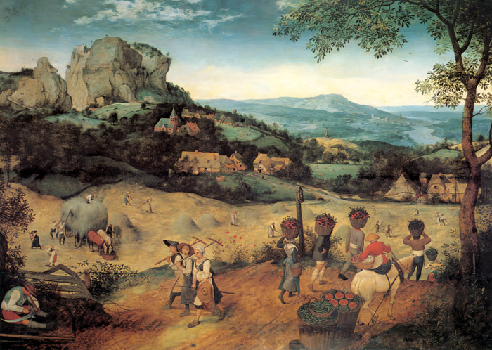 干草の収穫 [ピーテル・ブリューゲル (父), ブリューゲルとネーデルラント風景画より] パブリックドメイン画像 