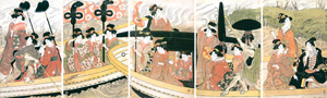 娘行列川渡之図 [菊川英山, 1804-1818年, 秘蔵浮世絵大観 第2巻 大英博物館2より]のサムネイル画像