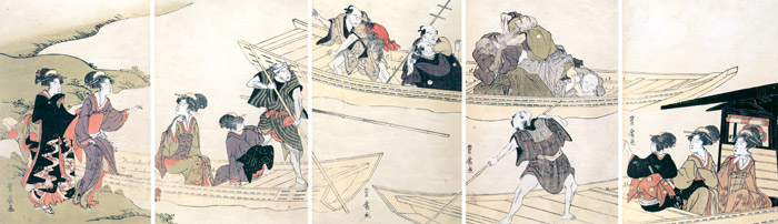 渡し船 [歌川豊広, 1801-1818年, 秘蔵浮世絵大観 第2巻 大英博物館2より] パブリックドメイン画像 