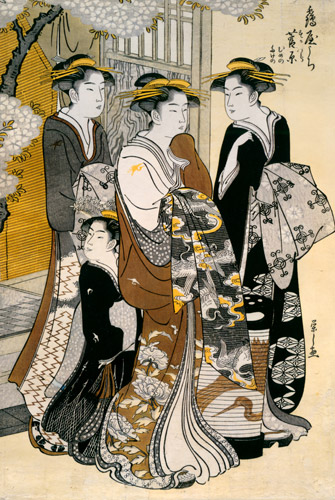 The Courtesan Sugawara of Tsuru-ya with Attendants Mumeno and Takeno [Chobunsai Eishi, 1787, from Ukiyo-E Masterpieces in European Collections: The British Museum II]