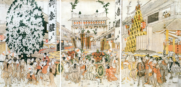 天王祭 [勝川春英, 1807年, 秘蔵浮世絵大観 第2巻 大英博物館2より] パブリックドメイン画像 