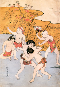 子供の相撲 [鈴木春信, 1765-1770年, 秘蔵浮世絵大観 第2巻 大英博物館2より]のサムネイル画像