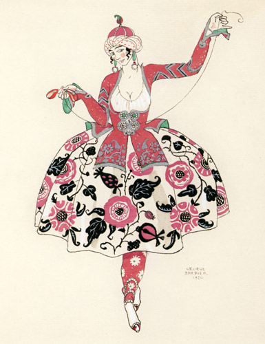 劇場用の25の衣装 バレエ ペルシア絨毯 [ジョルジュ・バルビエ, 1920年, ジョルジュ・バルビエ 優美と幻想のイラストレーターより] パブリックドメイン画像 