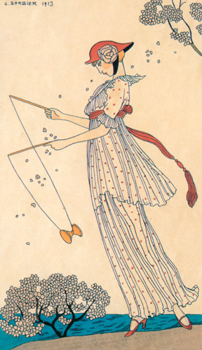 ジュルナール・デ・ダーム・エ・デ・モード プリントした寒冷紗のローブ [ジョルジュ・バルビエ, 1913年, ジョルジュ・バルビエ 優美と幻想のイラストレーターより] パブリックドメイン画像 