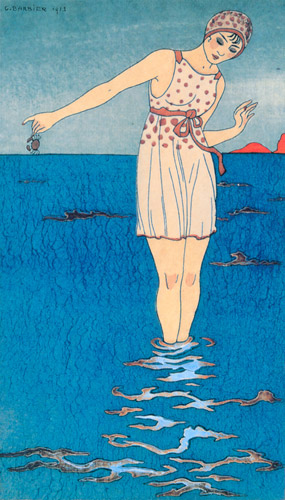 ジュルナール・デ・ダーム・エ・デ・モード 海水浴用ウェア [ジョルジュ・バルビエ, 1913年, ジョルジュ・バルビエ 優美と幻想のイラストレーターより] パブリックドメイン画像 