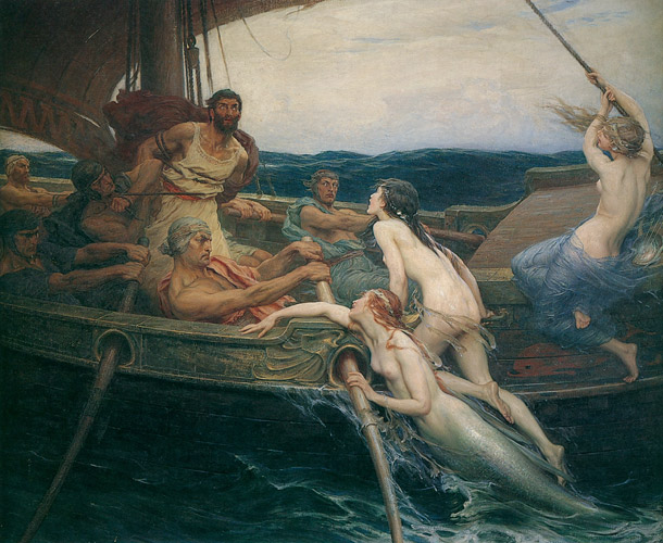 Ulysses and the Sirens [Herbert James Draper, c.1909, from Burne-Jones and his Followers]