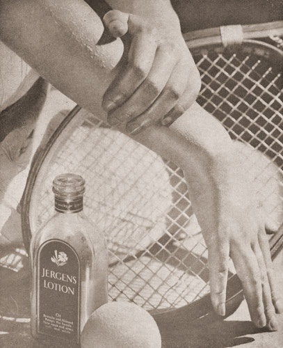 ジャーゲン化粧水の広告写真 [アルフレッド・スティーグリッツ, 1938年, アサヒカメラ 1938年5月号より] パブリックドメイン画像 