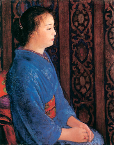 Mother in Blue Kimono [Zenzaburo Kojima, 1918, from Exhibition of Commemorating the 100th Anniversary of the Birth]