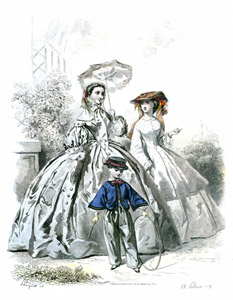 1858年7月 ジャーナル・ド・ドモワゼル誌 [ポーケ兄弟, ファッション・プレート全集3 19世紀中期より]のサムネイル画像