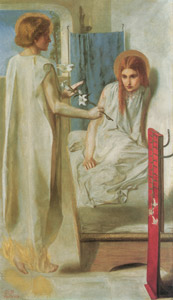 見よ、我は主のはした女なり(受胎告知） [ダンテ・ゲイブリエル・ロセッティ, 1849-1850年, Dante Gabriel Rossettiより]のサムネイル画像