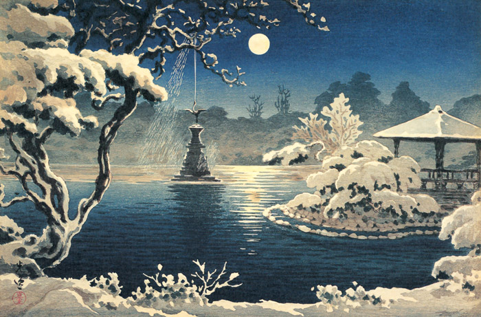日比谷の月（東京風景） [土屋光逸, 1933年, 風光礼讃 土屋光逸展より] パブリックドメイン画像 