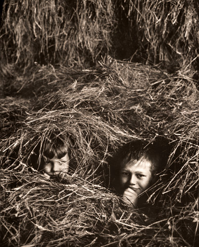 干草の中の子供 [アルフレッド・アイゼンスタット, アサヒカメラ 1954年12月号より] パブリックドメイン画像 