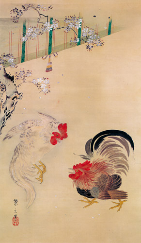 闘鶏図 [鳥文斎栄之, 1804-1830年, 秘蔵浮世絵大観 第1巻 大英博物館Iより] パブリックドメイン画像 