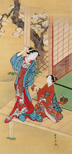 A Beauty Identifying Aroma on Veranda [Kawamata Tsuneyuki, c.1741-1751, from Ukiyo-e Masterpieces in European Collections: The British Museum I] Thumbnail Images