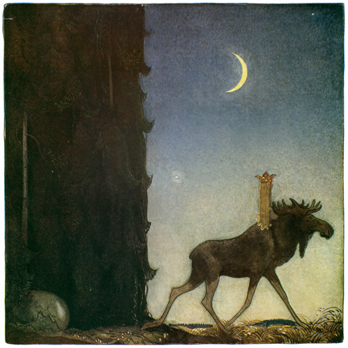 Leap the Elk and Little Princess Cottongrass 1 [John Bauer,  from Swedish Folk Tales]