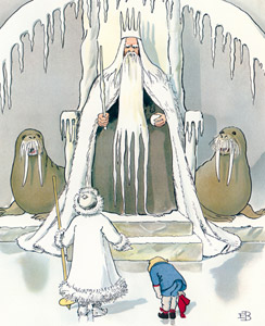 Plate 7 (Olle and Jack Frost Meet King Winter) [Elsa Beskow,  from Olle’s Ski Trip] Thumbnail Images
