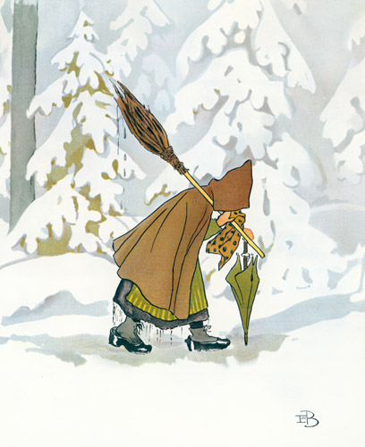 挿絵4 （雪解けおばさん） [エルサ・ベスコフ, ウッレのスキーのたびより] パブリックドメイン画像 