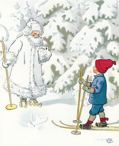 挿絵3 （霜じいさんに出会うウッレ） [エルサ・ベスコフ, ウッレのスキーのたびより] パブリックドメイン画像 