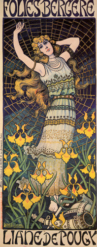 リアーヌ・ド・プジー – フォリー・ベルジェール [ポール・ベルトン, 1896年, ベルエポックの巴里展より] パブリックドメイン画像 