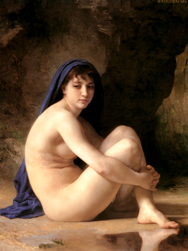 座った裸婦 [ウィリアム・アドルフ・ブグロー, 1884年, Bouguereauより] パブリックドメイン画像 