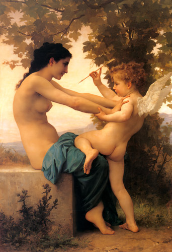 Young Girl Defending Herself against Eros [William Adolphe Bouguereau, 1880, from Bouguereau]