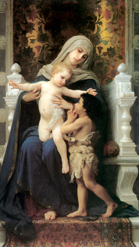 聖母子と洗礼者聖ヨハネ [ウィリアム・アドルフ・ブグロー, 1882年, Bouguereauより] パブリックドメイン画像 