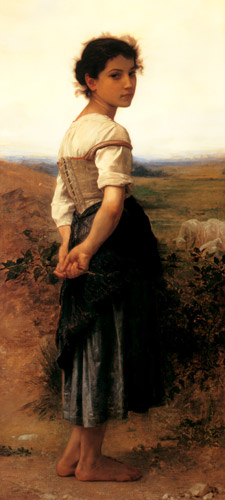若い羊飼い [ウィリアム・アドルフ・ブグロー, 1885年, Bouguereauより] パブリックドメイン画像 
