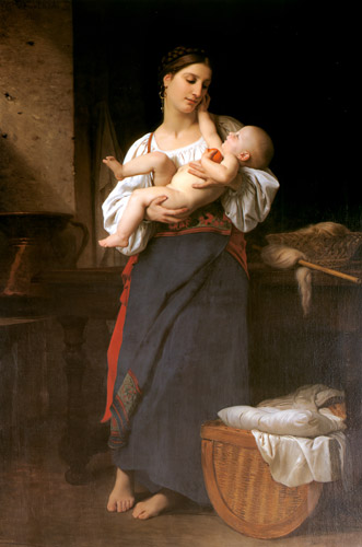 First Caresses [William Adolphe Bouguereau, 1866, from Bouguereau]