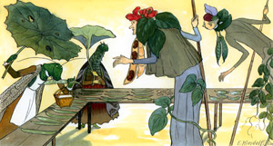 くさはらのこびと 挿絵8 (やさい市場） [エルンスト・クライドルフ, 花のメルヘンより]のサムネイル画像