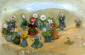 くさはらのこびと 挿絵6 (輪舞） [エルンスト・クライドルフ, 花のメルヘンより]のサムネイル画像