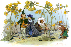 くさはらのこびと 挿絵2 (プリムラの花園） [エルンスト・クライドルフ, 花のメルヘンより]のサムネイル画像