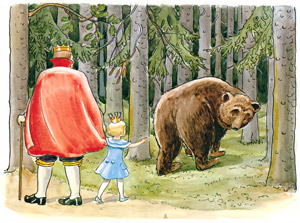 挿絵12 （森に帰る熊を見送る王様とセサレット王女） [エルサ・ベスコフ, おうじょさまのぼうけんより]のサムネイル画像